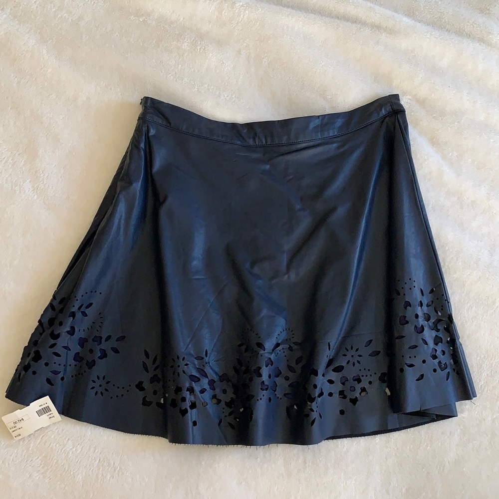 Navy faux leather skirt